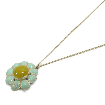 CHANEL Flower Necklace Necklace Yellow Green metal Yellow Green