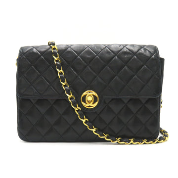 CHANEL Matelasse ChainShoulder Black Lambskin [sheep leather]