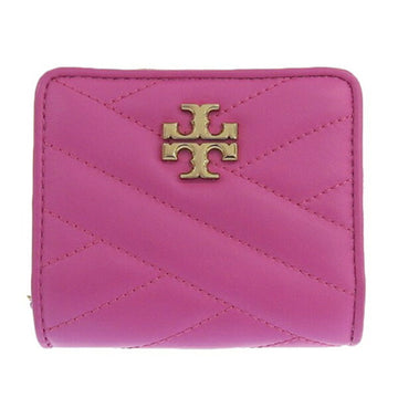 TORY BURCH leather round folio wallet pink