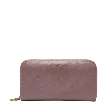 BURBERRY Round Long Wallet Pink Enamel Women's