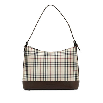 BURBERRY Nova Check One Shoulder Bag Beige Brown Canvas Leather Women's