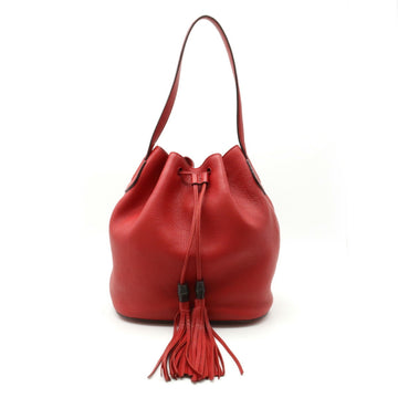 GUCCI bamboo shoulder bag tassel leather red 354472