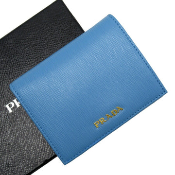 Prada bi-fold wallet blue gold leather