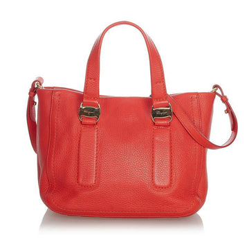 Salvatore Ferragamo Vara Handbag Shoulder Bag GG-21 D778 Red Leather Ladies