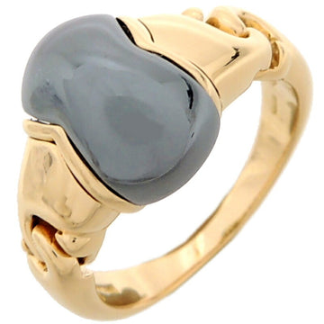 BVLGARI Hematite Women's Ring 750 Yellow Gold No. 12.5