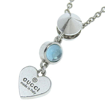 GUCCI SV925 Colored Stone Heart Necklace Silver Women's