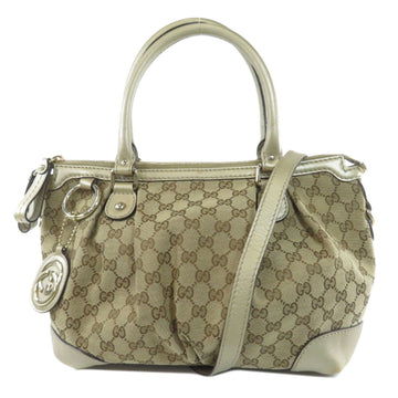 Gucci 247902 GG 2WAY Tote Bag Canvas Leather Ladies