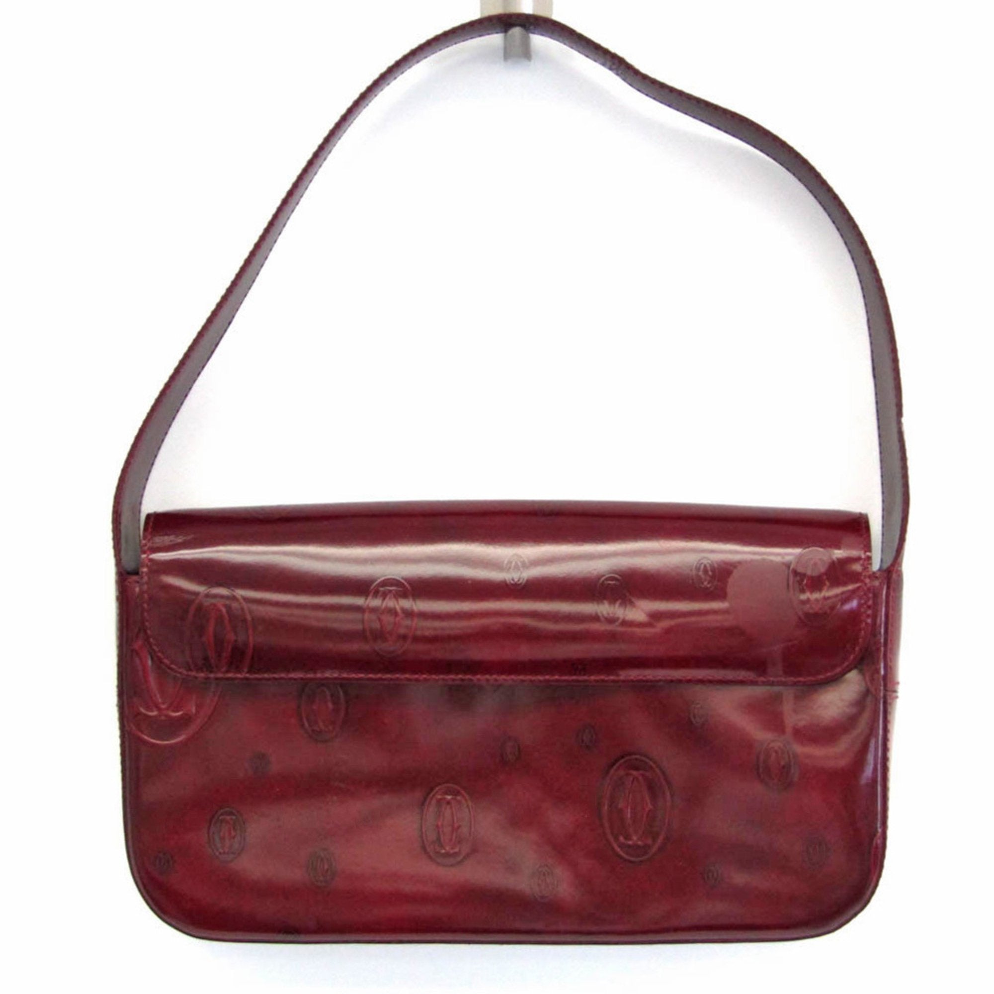 CARTIER Happy Birthday Women s Patent Leather Shoulder Bag Bordeaux