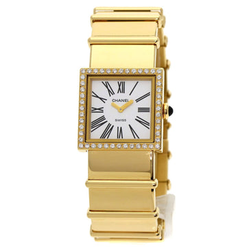 CHANEL mademoiselle diamond bezel watch K18 yellow gold K18YG ladies