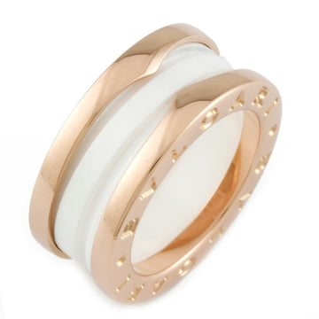 BVLGARI K18PG Ring B-zero.1 B Zero One Ceramic 2 Band # 47 6.5 Pink Gold / White Ladies 18K K18