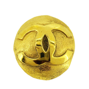 CHANEL brooch here mark circle GP plated gold ladies