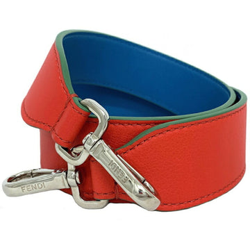 FENDI Shoulder Strap Red Blue Only Soft Leather  Women's