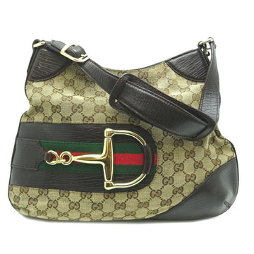Gucci Horsebit Women's Shoulder Bag 137388 Canvas Beige
