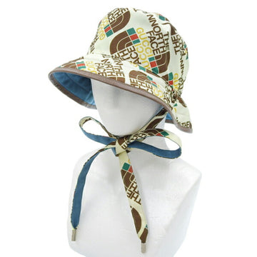 GUCCI North Face Collaboration Nylon Logo Reversible Bucket Hat #M 58cm 652942 Multicolor/Blue Women's