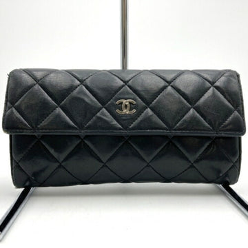 CHANEL Matelasse Long Wallet Coco Mark Black Lambskin Ladies Fashion Accessories ITXPR85D0MG4