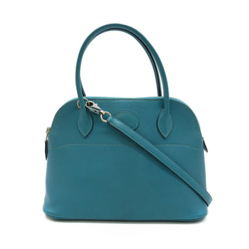 HERMES Bolide27 handbag Blue Turquoise Shave Calfskin [cowhide]