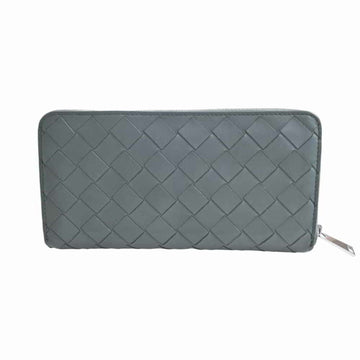 BOTTEGA VENETA Intrecciato Leather Round Long Wallet Gray