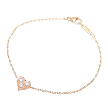 TIFFANY 750PG Sentimental Heart Diamond Ladies Bracelet 750 Pink Gold