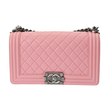 CHANEL Boy  Chain Shoulder 25cm Pink A67086 Women's Lambskin Bag