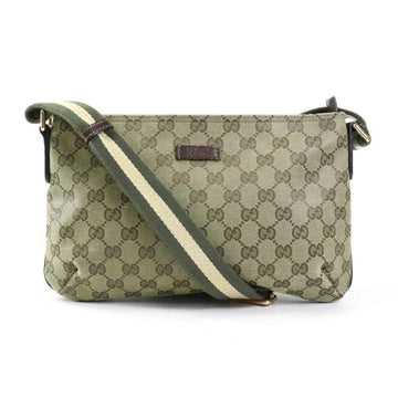 GUCCI Crossbody Shoulder Bag GG Canvas Khaki Gold Unisex 189749