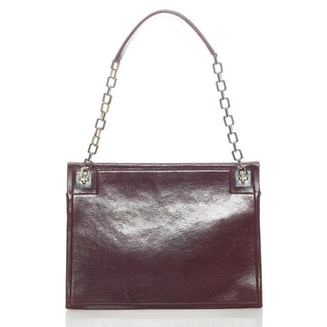 BALLY Chain Shoulder Bag Bordeaux Leather Ladies