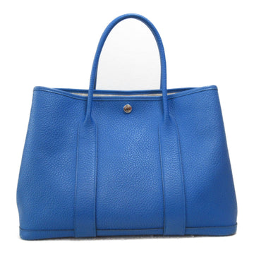 HERMES Garden Party PM Tote Bag Blue Negonda leather leather