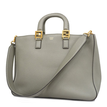 FENDIAuth  Selleria 2way Bag Peekaboo Women's Leather Handbag,Shoulder Bag Gray