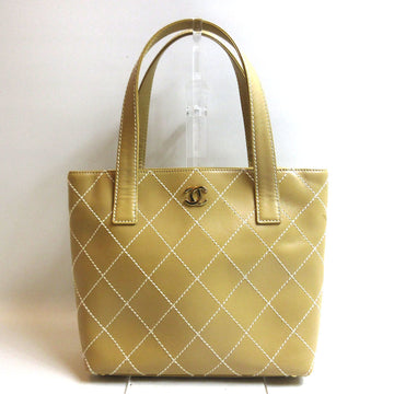 CHANEL bag wild stitch tote beige leather