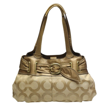 COACH Op Art Canvas 13880  Beige x Metallic Shoulder Bag