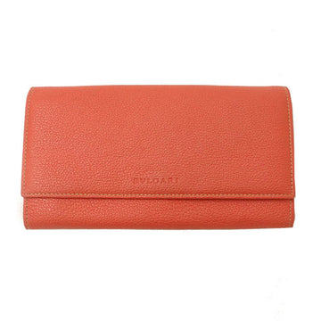 BVLGARI Wallet Ladies' Long Leather Orange Coin Purse