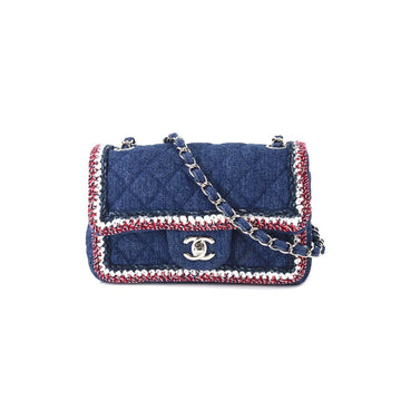 CHANEL mini matelasse chain shoulder bag denim tweed blue red white A69900 Mini Matelasse Bag