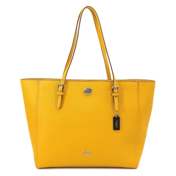 COACH tote bag leather yellow silver metal fittings Tote Bag