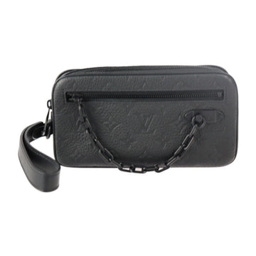 LOUIS VUITTON Pochette Volga Monogram Second Bag M55703 Taurillon Leather Black Matte Metal Wristlet Clutch Pouch