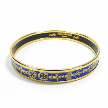 HERMES enamel bangle bracelet accessory cloisonne plated GP gold blue ladies accessories