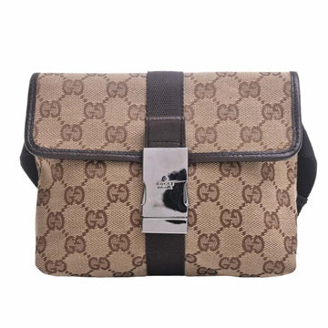 GUCCI GG Canvas Waist Bag Body 131236 Beige Brown Women's