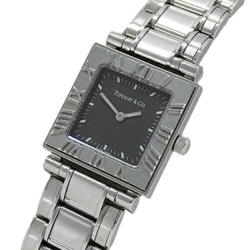 TIFFANY&Co. Women's Atlas Square Quartz Stainless Steel SS Silver Gray Polished