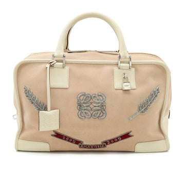 LOEWE Anagram Amazona 36 Handbag Boston 30th Anniversary Limited Embroidered Suede Leather Pink Beige Ivory 311.70.002