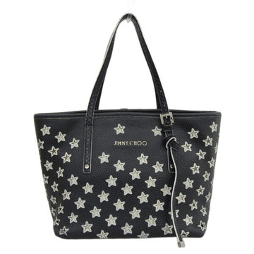 JIMMY CHOO Leather Pimlico Star Punching Tote Bag Black