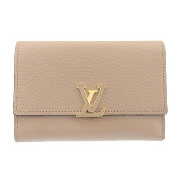 LOUIS VUITTON Taurillon Portefeuille Capucines Trifold Wallet M62159 Beige Women's