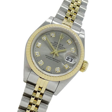 ROLEX Datejust 69173G W No. Watch Ladies 10P Diamond Automatic Winding AT Stainless Steel SS Gold YG Two Tone Gray Polished