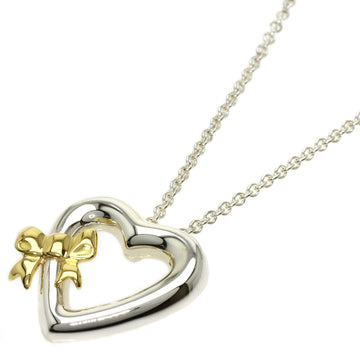 TIFFANY Heart Ribbon Necklace Silver/K18YG Ladies