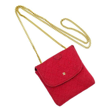 Chanel Mini Shoulder Bag Matrasse Coco Mark Red Gold Cotton Jersey