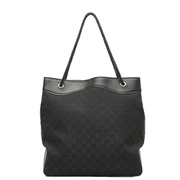 GUCCI GG Canvas Handle Shoulder Bag Tote 109141 Black Leather Women's