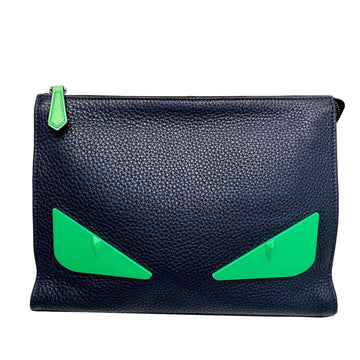 FENDI monster clutch bag men's 7VA433 A7TI F17H9 navy green leather