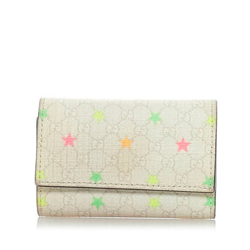 GUCCI sima star pattern 6 row key case white PVC leather ladies