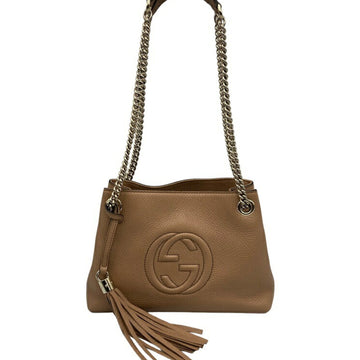 GUCCI Soho Chain Shoulder Bag Women's Beige 498879