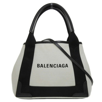 BALENCIAGA Canvas Cabas XS Handbag 390346 Natural/Black Women's