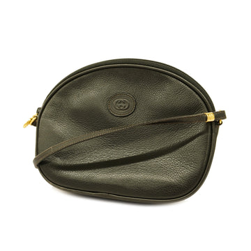 GUCCIAuth  007 89 0094 Women's Leather Shoulder Bag Black