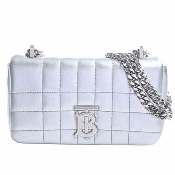 BURBERRY Lola Leather Chain Shoulder Bag Silver Women's