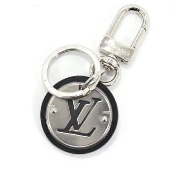 LOUIS VUITTON Keychain LV Circle Key Ring Bag Charm Black Silver Accent Men's M67362 Leather  Engraved M85034 Fashion KM2663-r